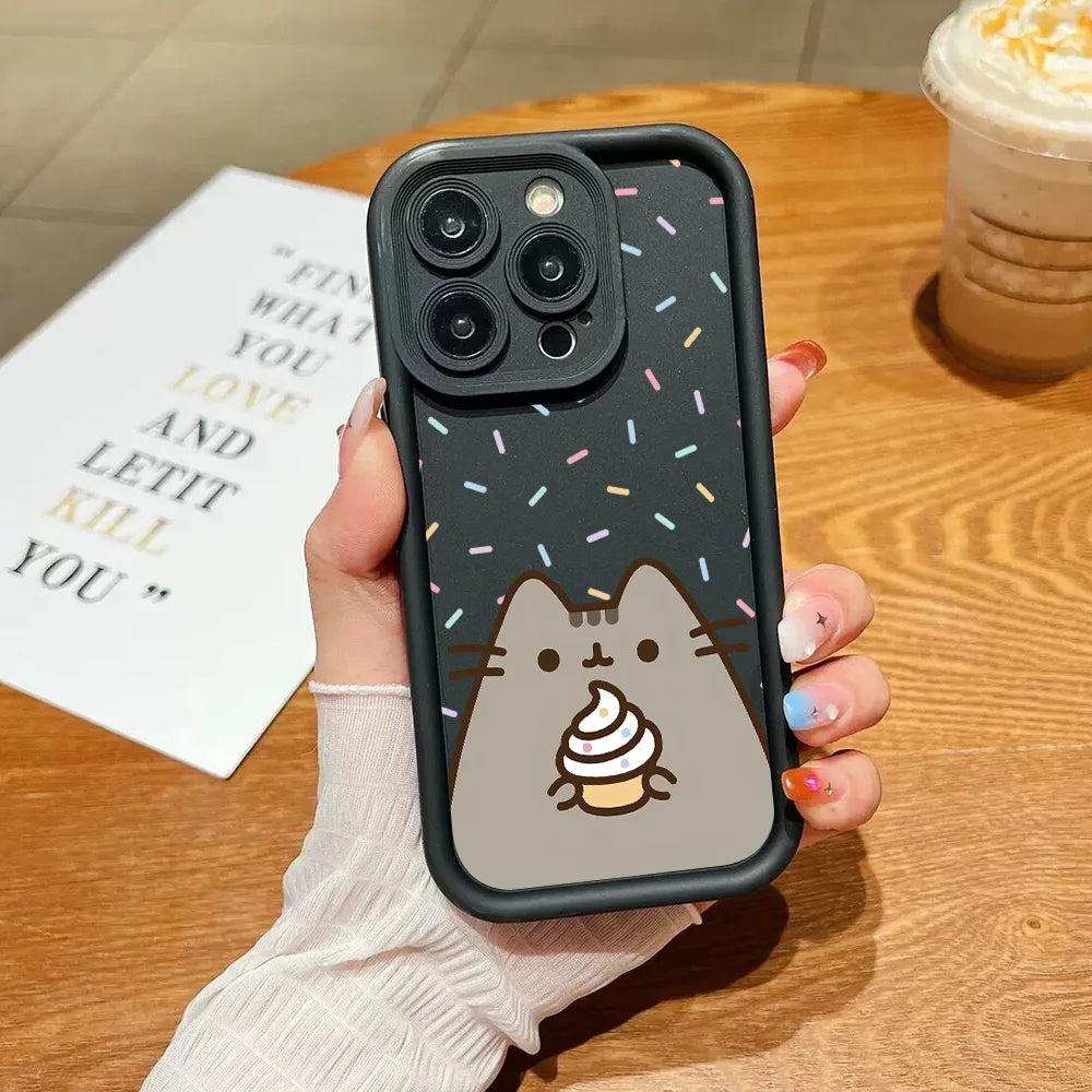 Funny Lovely Pusheen Cat Phone Case For OnePlus 12 12R 11 11R 10R 8T Nord CE Ace 2 3 4 Lite 4G 5G Soft Silicone TPU Back Cover