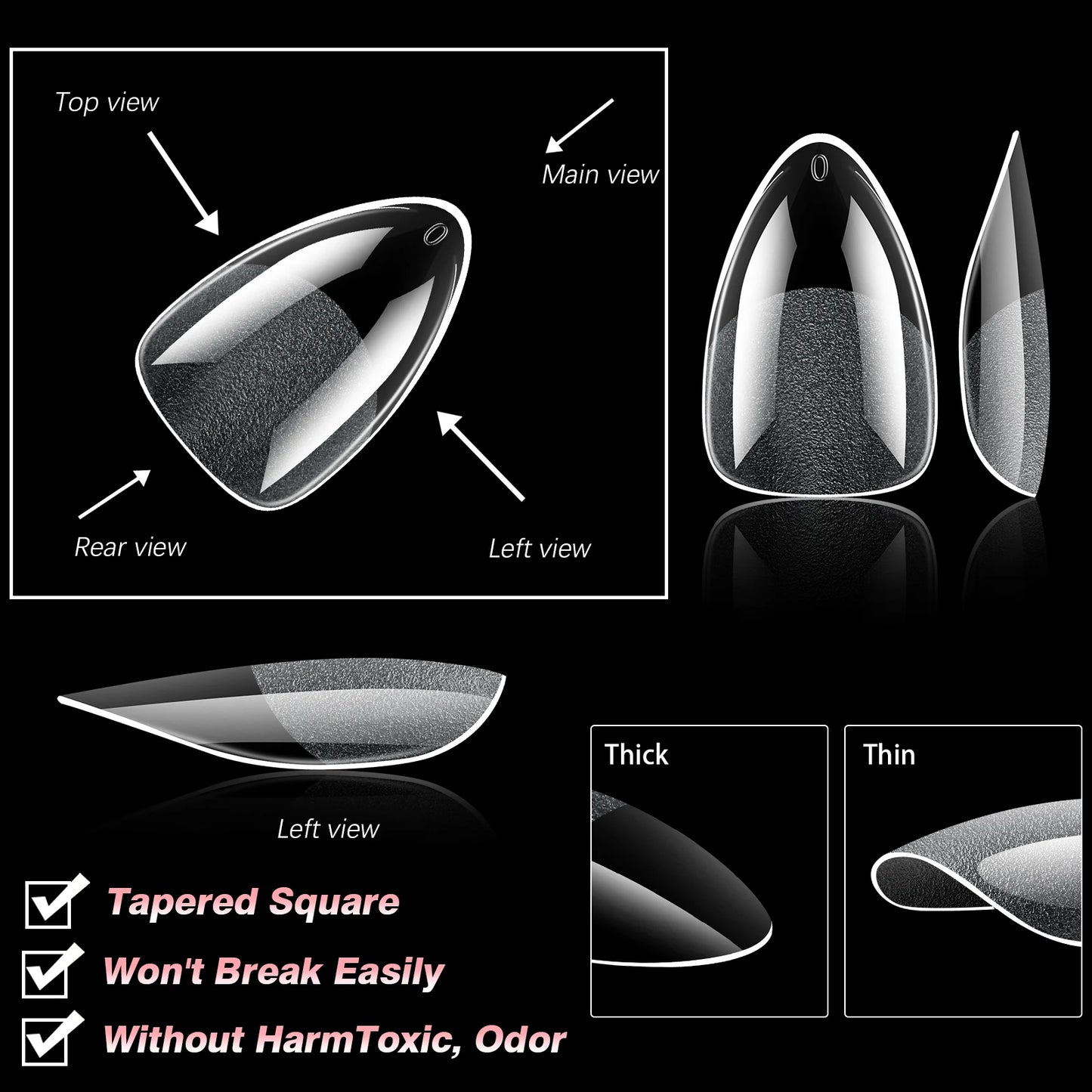 360pcs Soft Gel Nail Tips Semi-Matte Full Cover Almond Coffin Oval False Soak Off Gel Extension Tips Press On Nails Salon Home