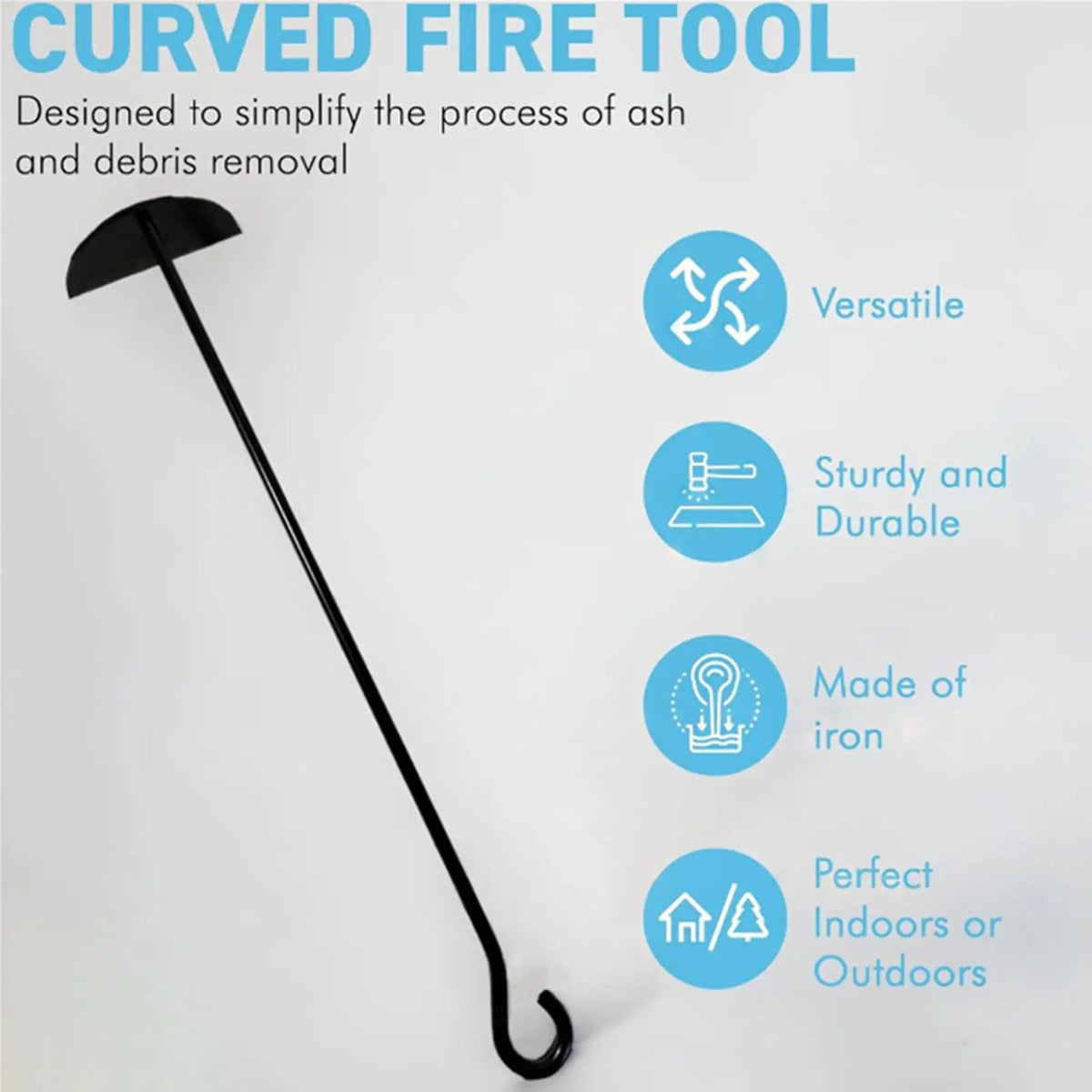 Charcoal Rake Heavy Duty Grill Cleaning Tool with Long Handle Ash Scoop for BBQ Grill Oven Stove Wood Burner Barbecue Tools