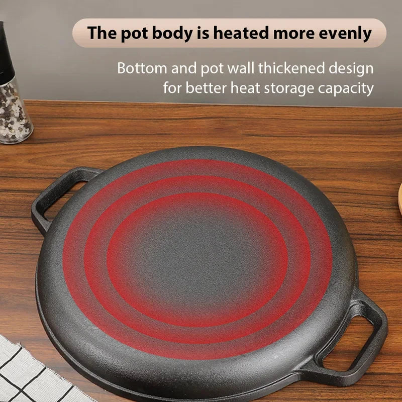 Healthy Cast Iron Cooking Skillet Non Stick Fry Pan Perfect For Steak Omelette Pizza Home Kitchen & Outdoor Camping Grilling