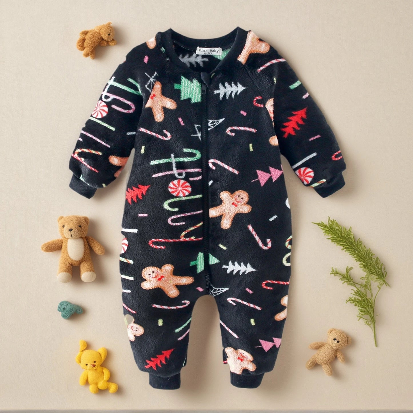 Toddler Christmas Winter Jumpsuits  Fleece Thickened Rompers Infants Baby Clothing Warm Cozy