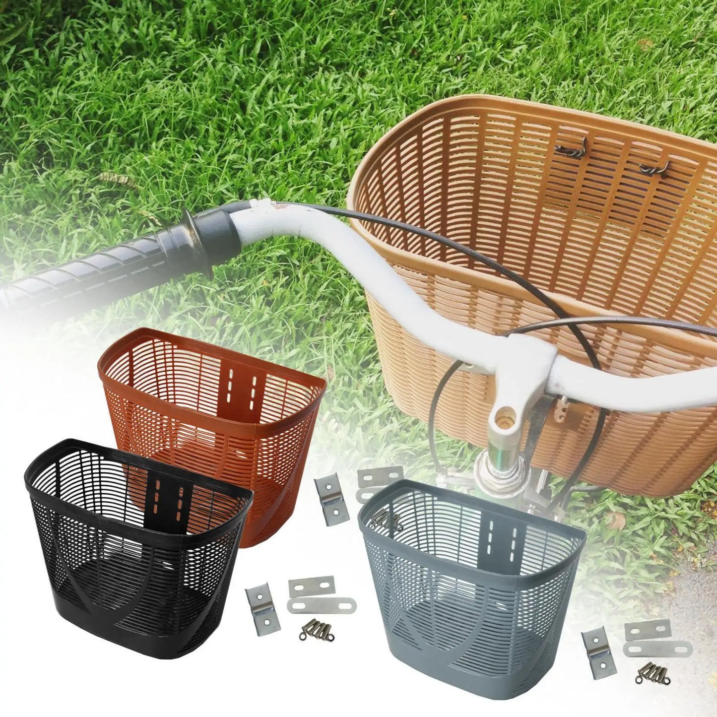 Bicycle Basket Kids Adults Bike Front Basket Pet Carrier Large Storage Box for Camping Grocery Shopping