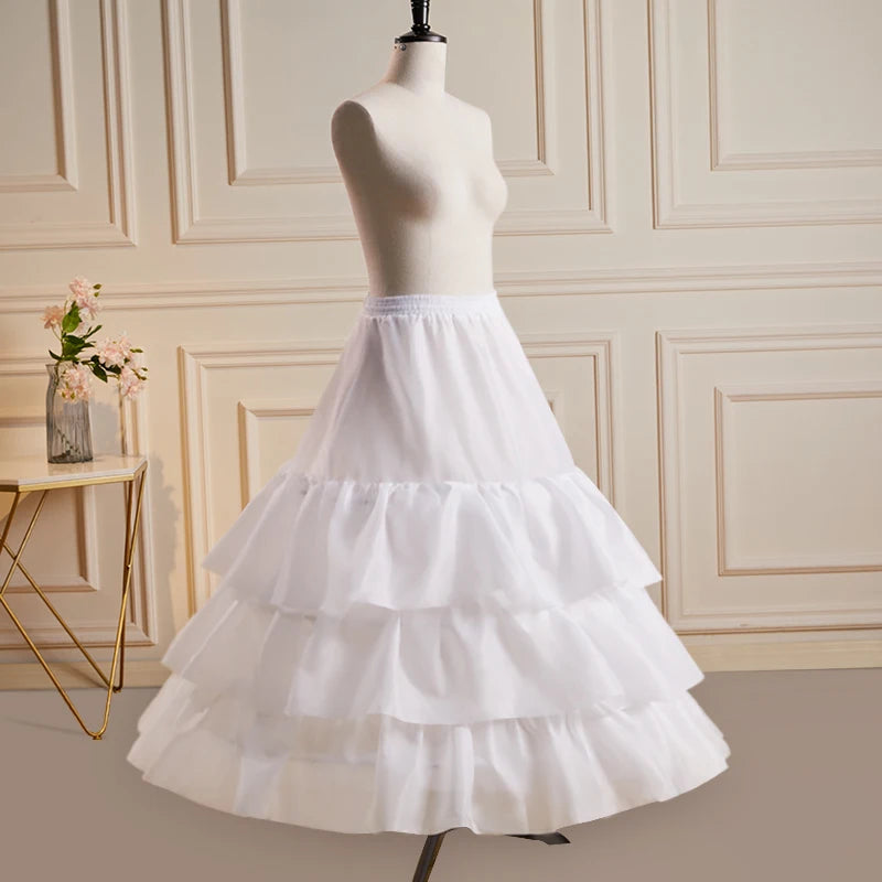 Bridal Petticoat Crinoline Underskirt Women with 3 Hoops Bone and With Ruffles for Wedding Dress Ball Gown