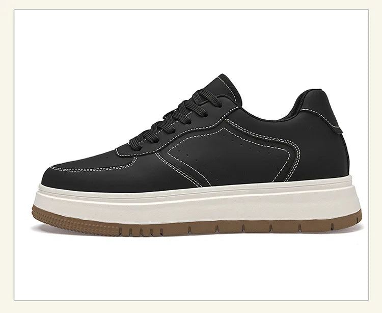 Men's Invisible Height Increasing Elevator Shoes Lace-up Sporty White Sneakers 8/10cm Taller Size Plus Invisible Elevate Shoes