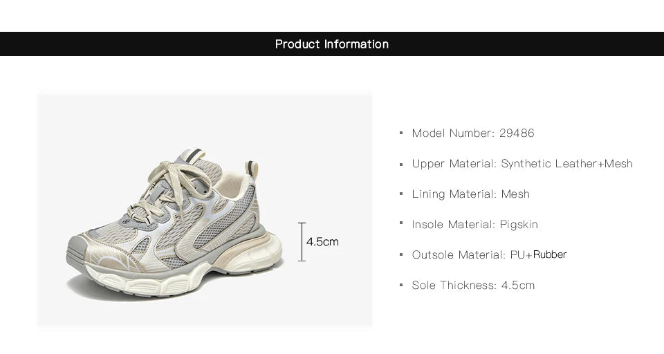 BEAUTODAY Casual Sneakers Women 2023 Synthetic Leather Mixed Colors Thick Soles Lace-up Breathable Ladies Shoes Handmade 29486
