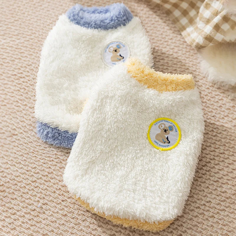 Winter Dog Clothes Fleece Dog Coat Solid Puppy Hoodies Chihuahua Sweatshirt Bichon Yorkie Clothing Dog Warm Vest Pet Pullover
