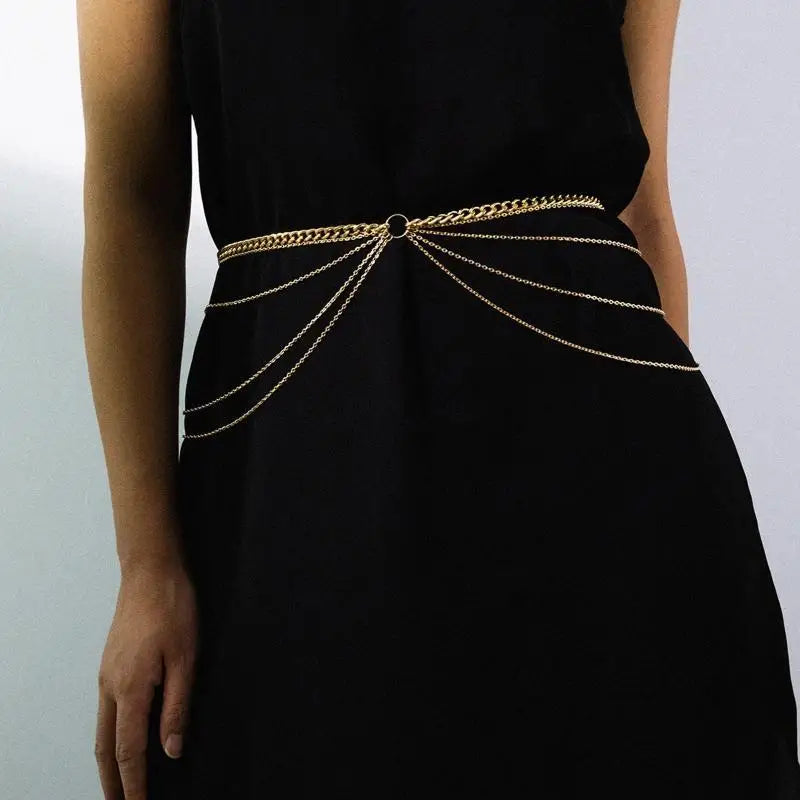 39BD Sexy Women Beach Jewelry Waistchain Personality Chain Body Chain Decor