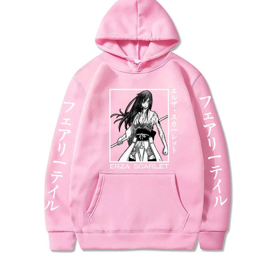 Fairy Tail Print Anime Men's Hoodie Erza Scarlet Clothes Tops Men's Loose Sweatshirts Hip Hop Streetwear Harajuku Male Pullover