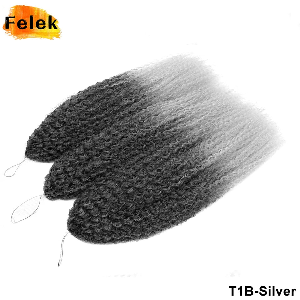 3-7Pcs Synthetic Brazilian Crochet Braids Hair for Women 20-28" Ombre White African Curls Kinky Curly Braiding Hair Extensions