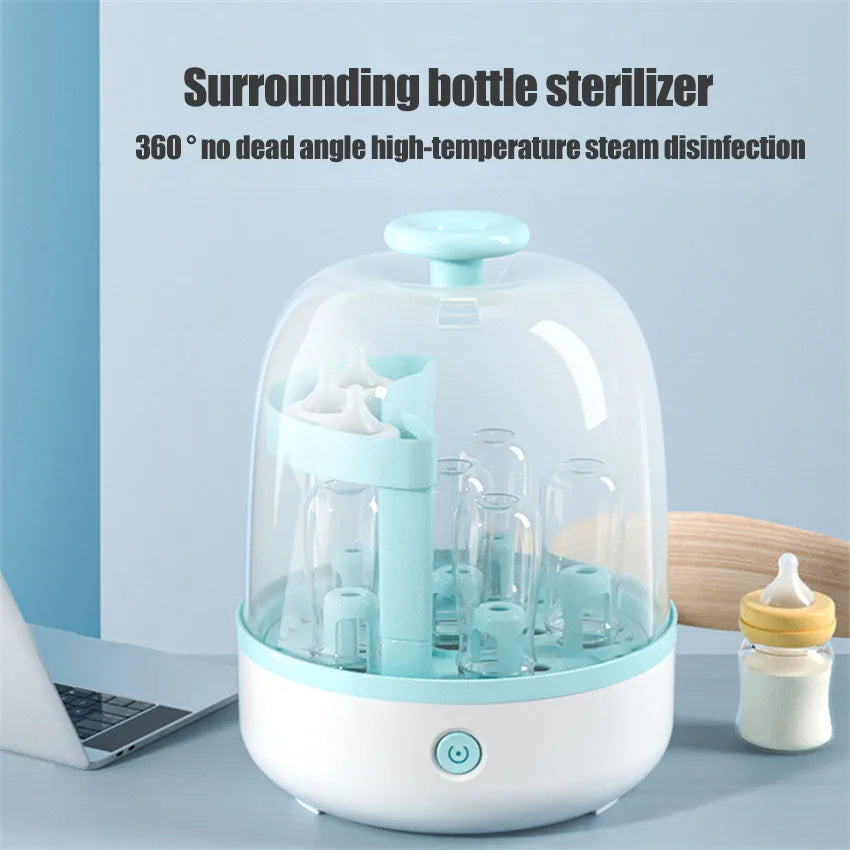 Upgraded Baby Bottle Steam Sterilizer 360° Sterilization Bottles Sterilizer Large Capacity Auto Power Off Safe Sterilizer