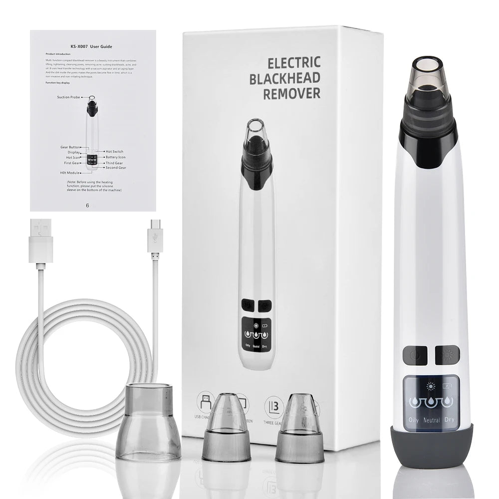 Facial Blackhead Remover Pore Cleaner Heat Function Nose T Zone Face Deep Acne Pimple Removal Face Household SPA Skincare Tools