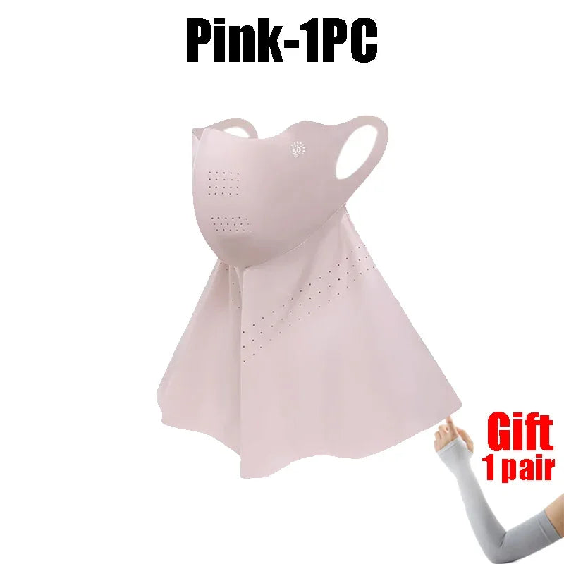 UPF50+ Ice Silk Sunscreen Mask Summer Riding Neck Guard One-piece Mask for Driving Fishing And Mountaineering Sun Protection