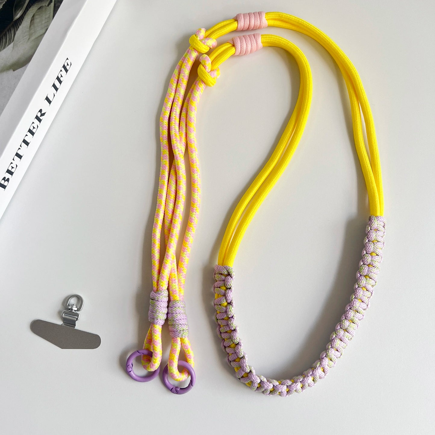 Hand Woven Fried Dough Twists Lanyard Fixed Card Color Contrast Diagonal Shoulder Lanyard Mobile Phone Lanyard Durable Lanyard