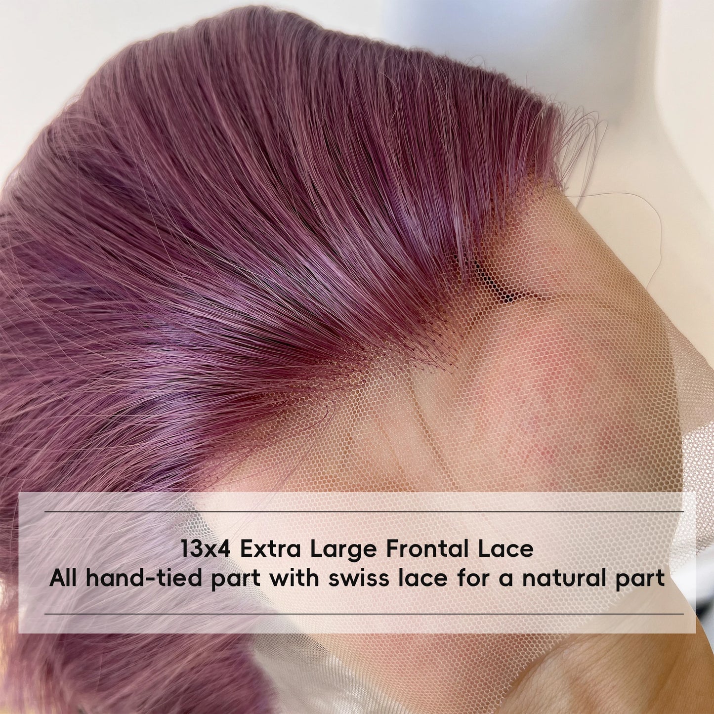 13x4 Lace Frontal Wig 10" Widow's Peak Taro Ash Purple Synthetic Hair Natural Hairline Glueless Cosplay Party Hairpieces Unisex