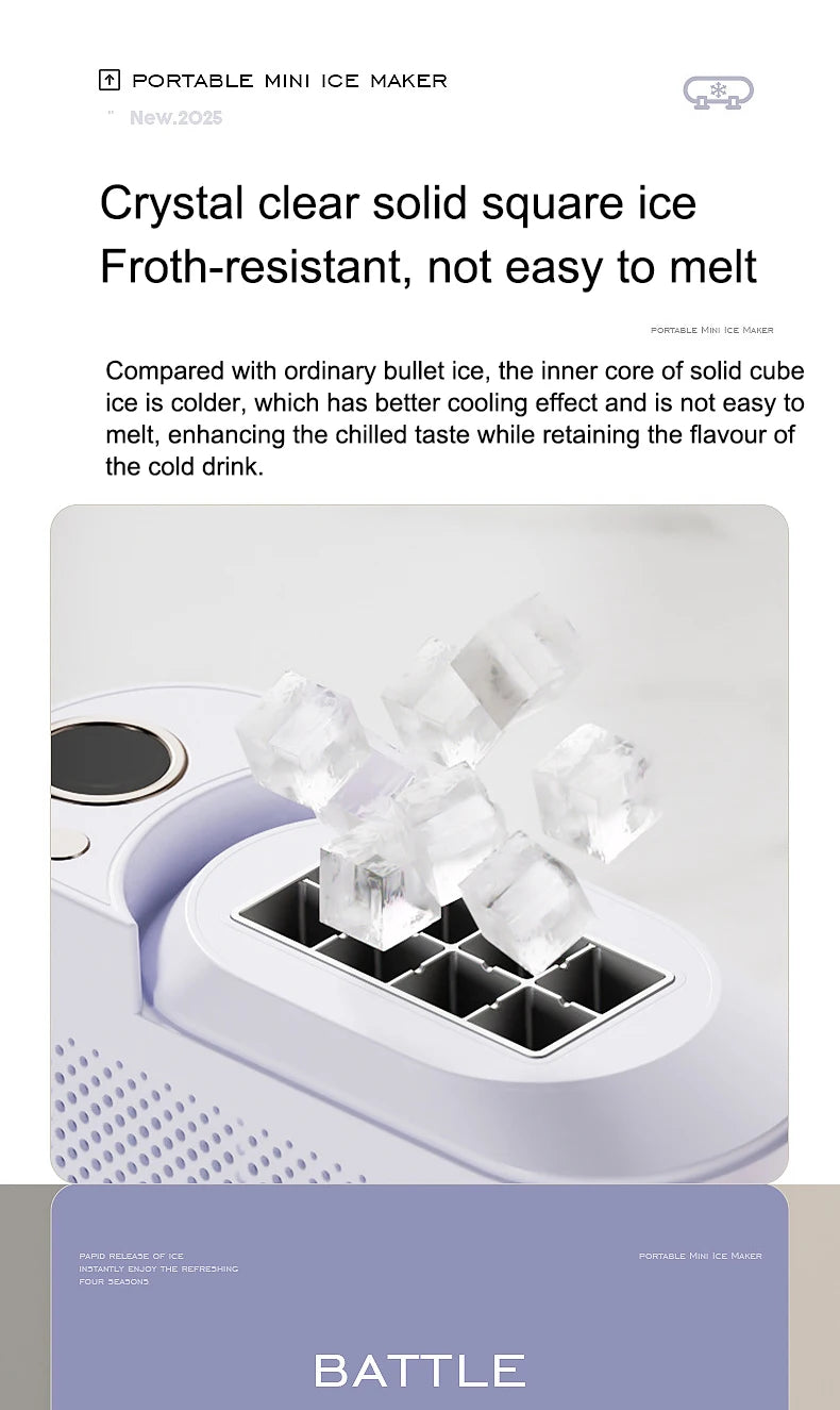110V/220V Portable Small Ice Maker Mini Home Dormitory Office Camping 12V Car Cube Ice Automatic Ice Making Box Ice Machine