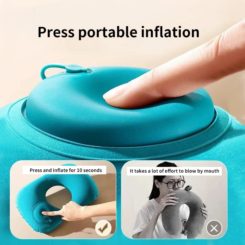 Travel Pillow Inflatable U-Shape Neck Pillow Portable Cervical Orthopedic Protection Airplane Neck Pillows Travel Essentials