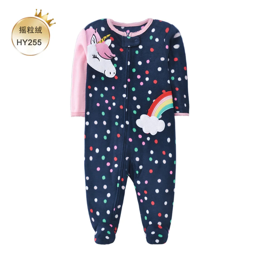 New Hot Polar Fleece Pajamas Baby Winter Romper Cover All Jumpsuits Newborn Boys Clothing Little Girl Fall Clothes Toddler 0-12M