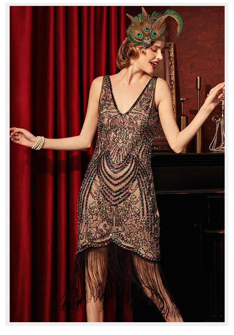 Sexy Women's 1920s Flapper Dress Vintage Swing Fringed Gatsby Roaring 20s Ladies Dress Wedding Evening Party Cocktail Dress Hot