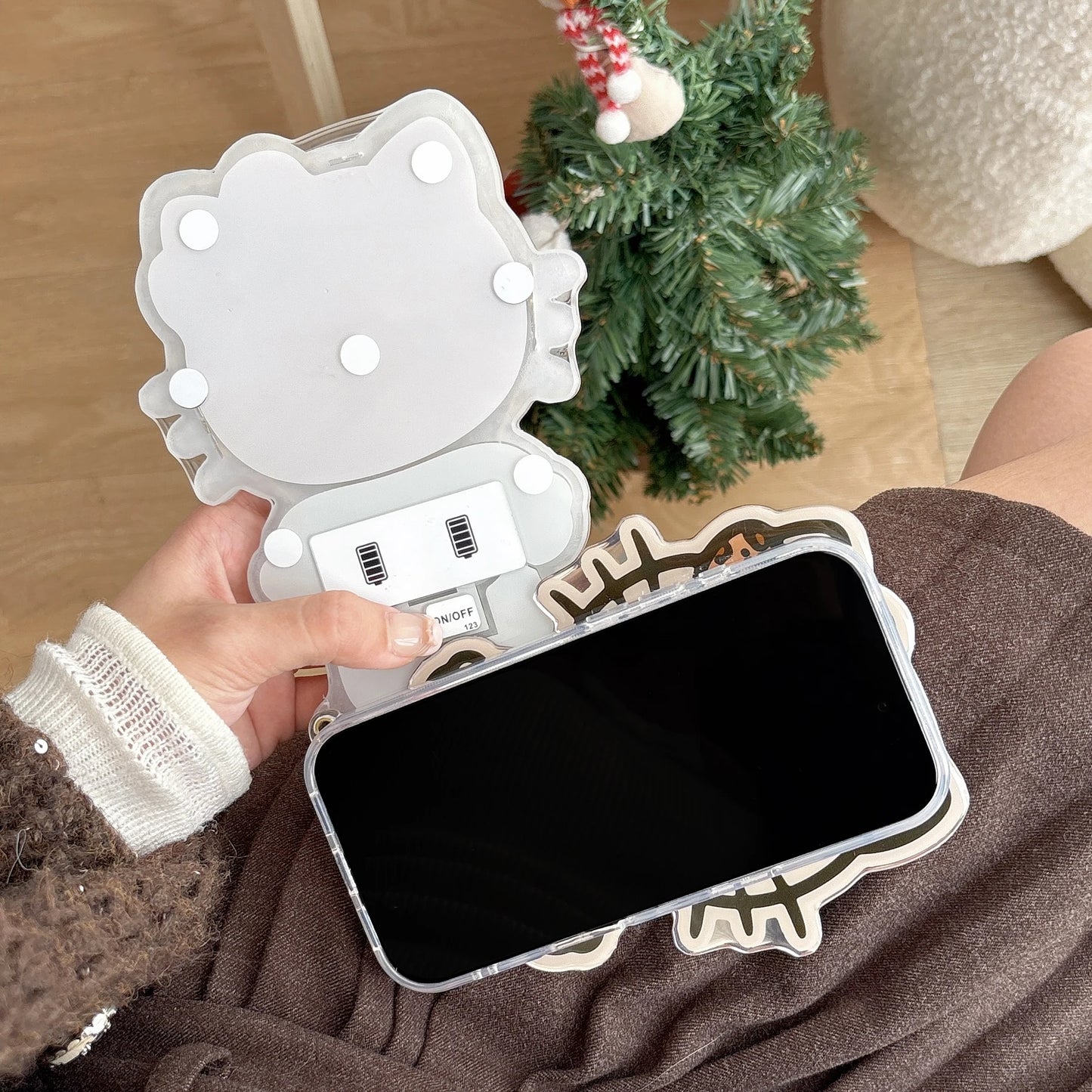 Sanrio Cartoon Glowing Hello Kitty Girlish Mirror Phone Case For IPhone 17 Pro Max 16 15 14 Promax Leopard Print Anti-drop Cover
