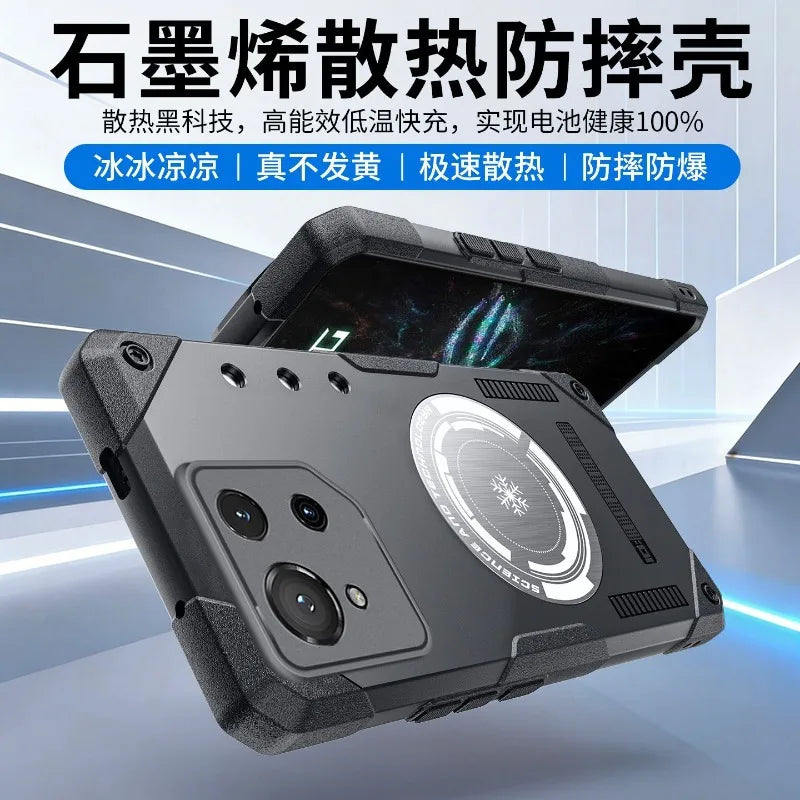 For ASUS ROG Phone 9 Case Simple Magnetic For MagSafe Built In Metal Heat Sink Cover For ASUS ROG Phone 9Pro Shell Non-Slip