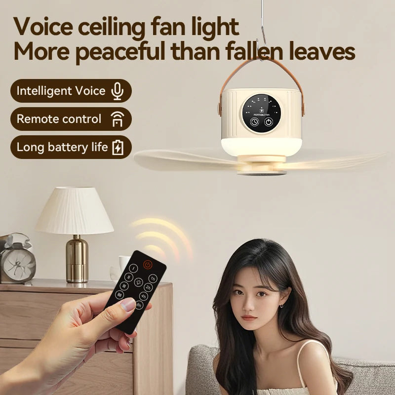 Portable Outdoor Camping Tent Fan New Remote Control Household Ceiling Fan Lighting Durable Rechargeable 3600mah