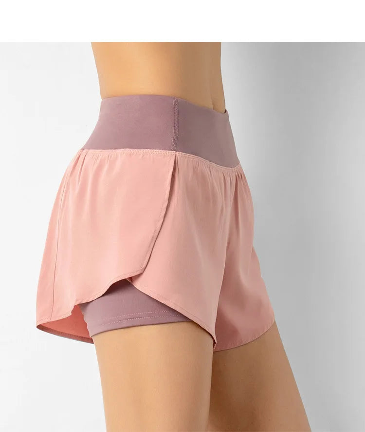 Hot New Sport Shorts Women Sportswear Double-deck Running Shorts Yoga Bottoms Summer Gym Fitness Training Jogging Short Pants