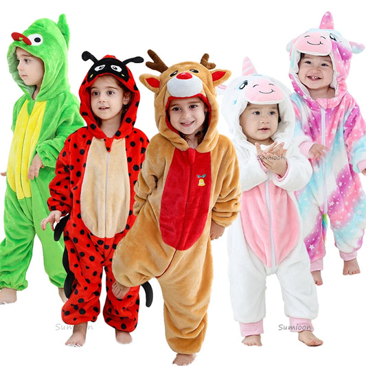 Newborn Baby Deer Animal Cartoon Romper Clothes Girls Pajamas Long Sleeve Hooded Onesies Infant Boys Costumes For Christmas