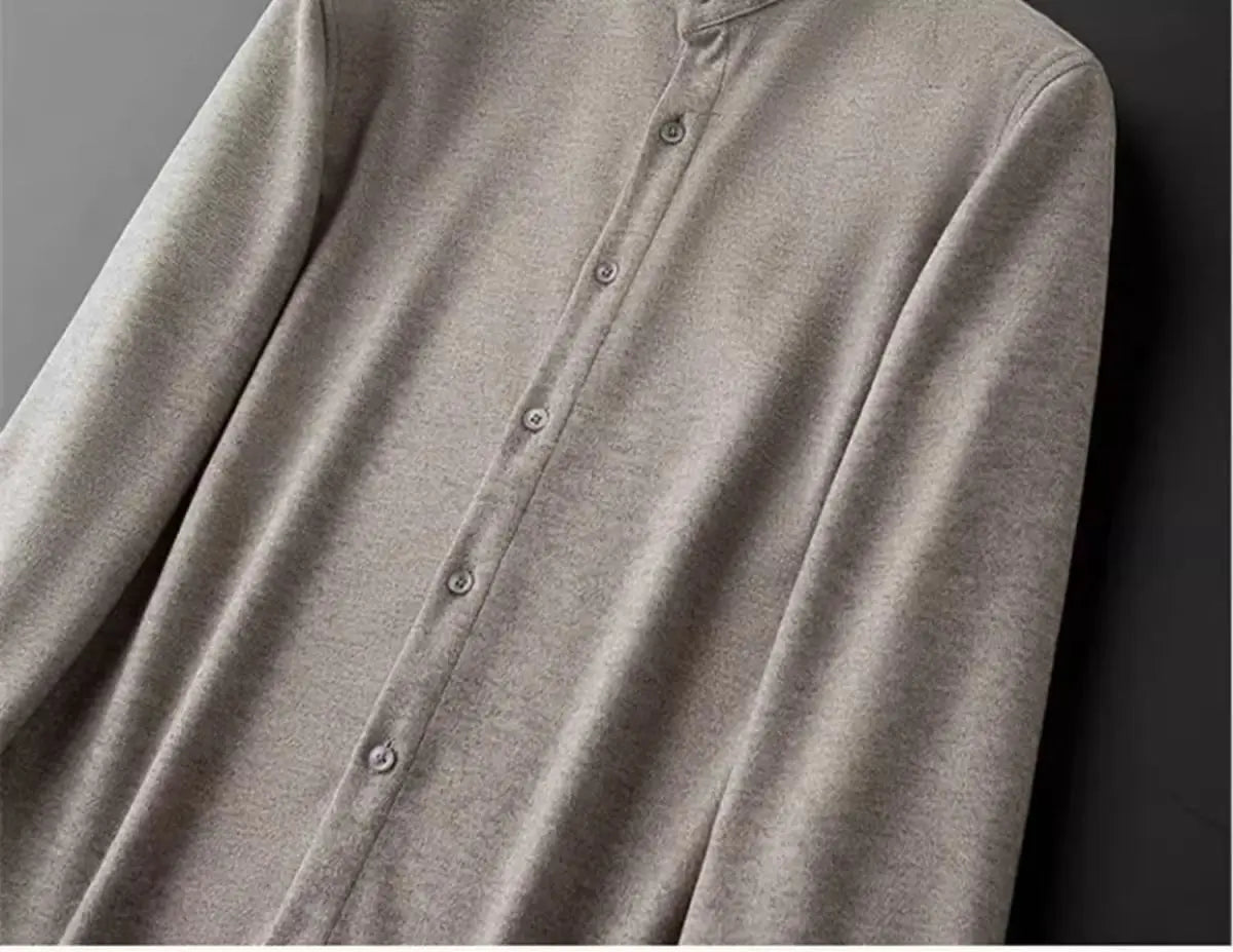 Men's Fashionable Thick Standing Collar Shirt with a High-end Feel Soft and Warm on Top
