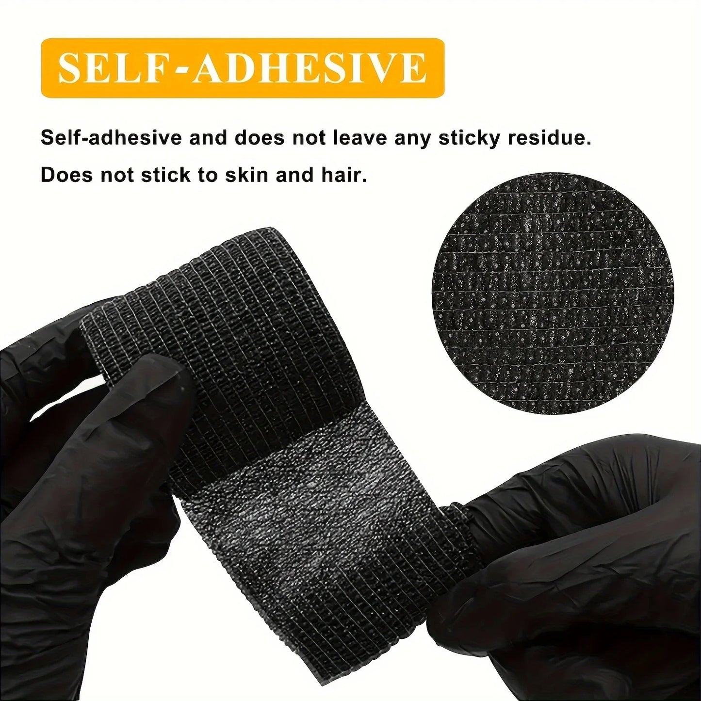 48/24/3PCS Black Tattoo Grip Cover Wraps Self-Adhesive Elastic Bandage Tape Breathable Strong Sports Tape Athletic Bandage Rolls