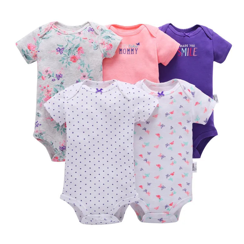 5 Pairs Newborn Baby Bodysuit Short Sleeve Infant Jumpsuit Short Sleeve Cotton Overalls Newborn Infant Jumpsuit  Kids Baby Roup