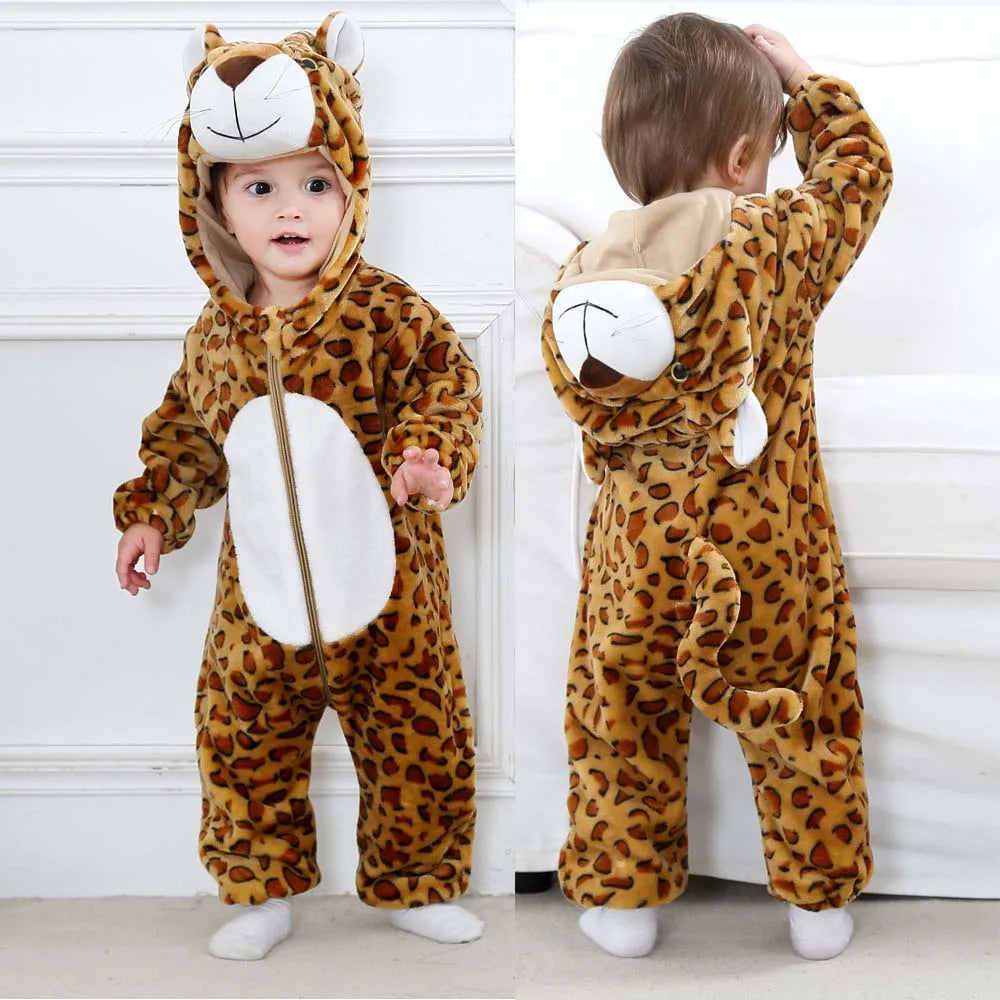 Autumn Winter Cartoon Style Winter Long Sleeve Baby Boys Girls Rompers Toddler Kids Playsuit Jumpsuits Baby Clothes Child Onesie