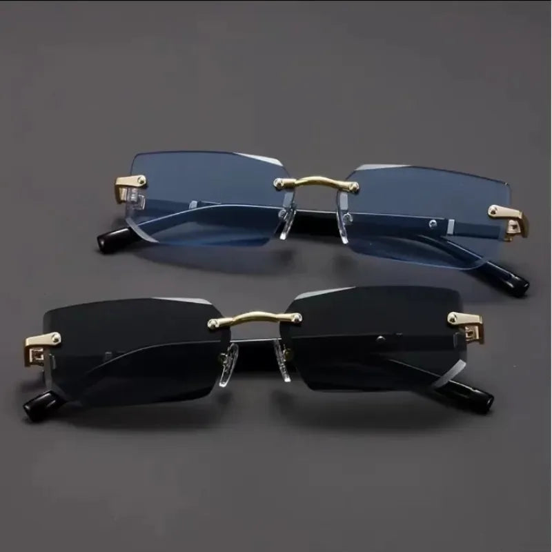 Rimless Sexy Sunglasses Rectangle Fashion Popular Women Men Shades Small Sun Glasses for Female Male Traveling Oculos