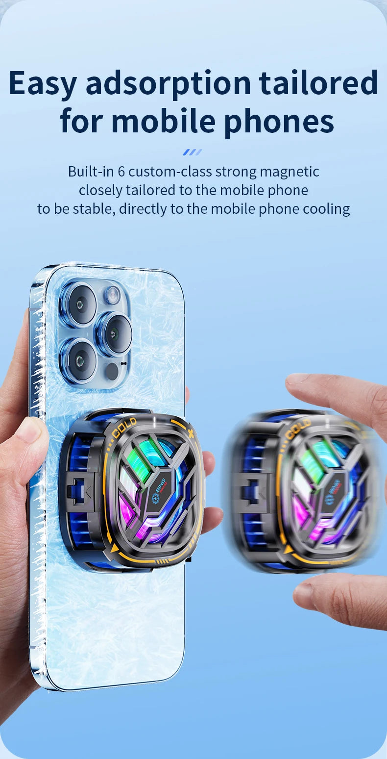 New X76A Magnetic Display Phones Cooler Back-Clip 2 in 1 Game Cooler Semiconductor Fast Phone Cooling Fan for IOS Android Phone