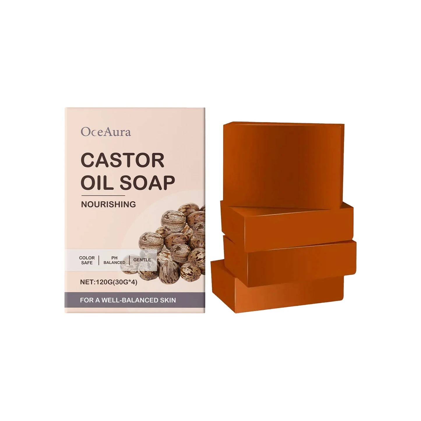 Castor Oil Soap Shampoo Bar Natural Hair Care Deep Moisturizer Scalp Treatmen Nourishing All Hair Types Travel Friendly Eco 120g