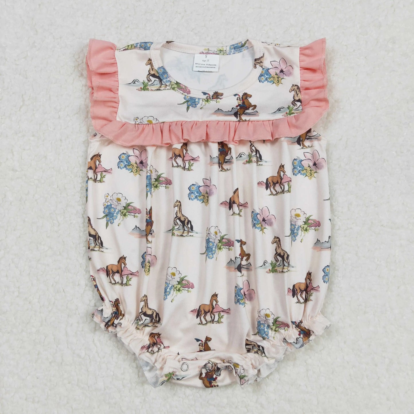 4.14y NEW stock baby girls summer romper wholesale boutique embroidery pattern floral flowers purple flying sleeves onesie