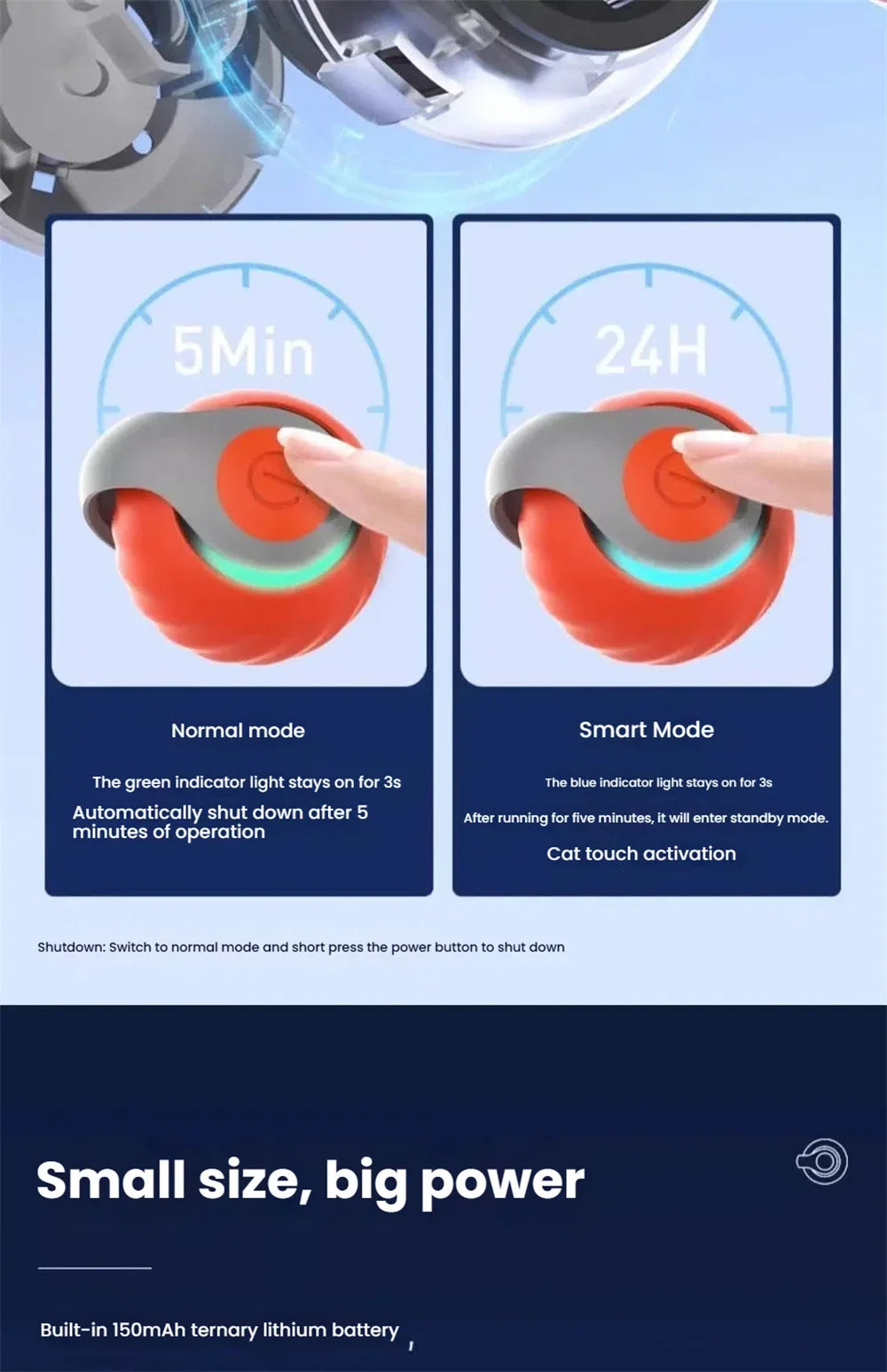 Smart Interactive Speedy Tail 2.0 Cat Toy Automatic Moving Ball Toy for Cats And Dogs Touch Motion Rolling Pet Ball