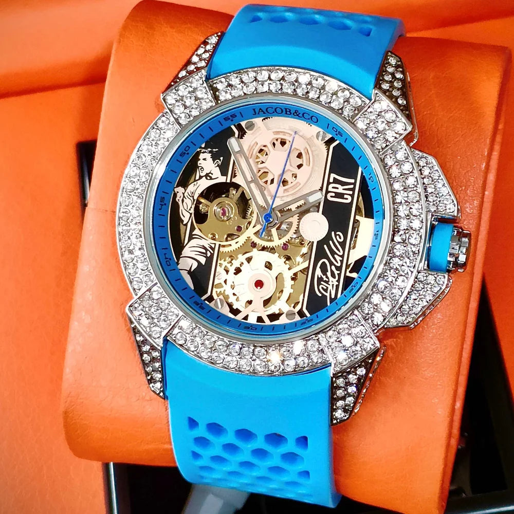 TOP Very Hot Jacob & Co Original Brand Watches For Mens  Full Diamond Automatic Mechanical Wristatch High Quality AAA Clocks