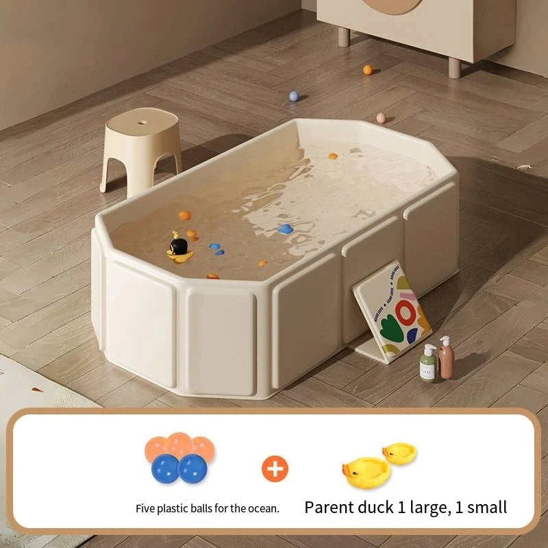 1pc Kids portable thick folding bathtub, Can be used  sitting or lying, for 0-8 years old children newborns suitable for travel