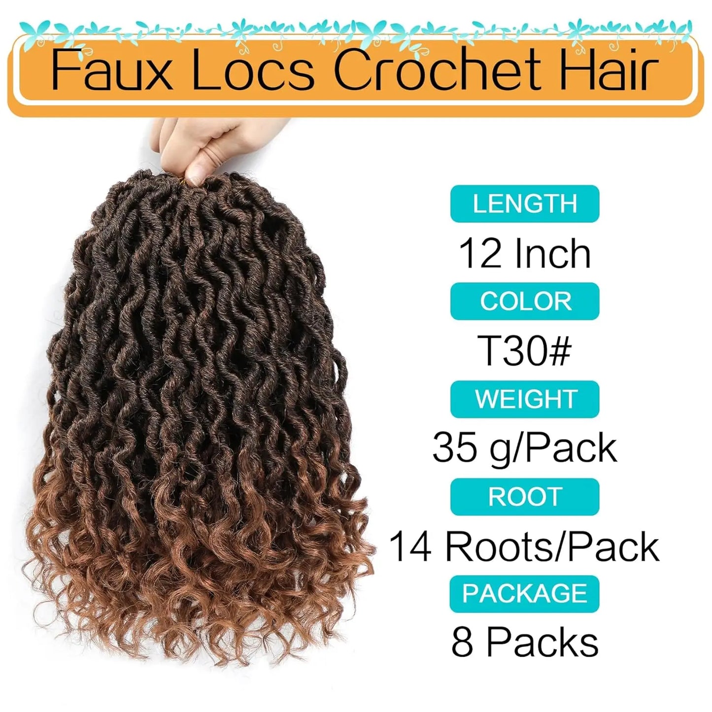 12-24inch Goddess Locs Crochet Hair Goddess Faux Locs Synthetic Crochet Hair For Women Pre Looped Faux Locs With Curly Ends