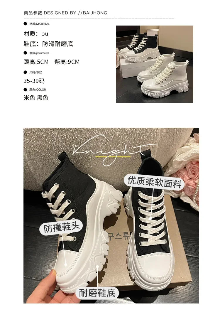 New Women Run Star Sneakers High Top Platform Women Sports Shoes White Black Casual Fashion Canvas Shoes Vulcanized Shoes Feme