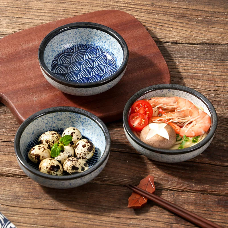 Japanese Ceramic Bowl Creative Sea Ripples Rice Bowls Restaurant Home Dessert Snacks Plate Home Kitchen Supplies Tableware