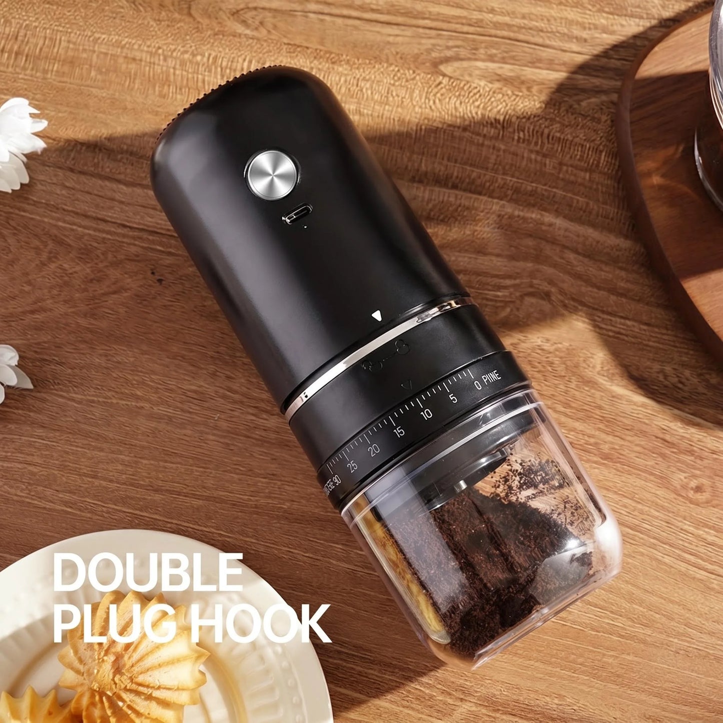 Portable Rechargeable Electric Coffee Grinder, External Adjustable Grind Mill for Espresso & Hand Pour Coffee
