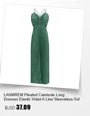 LANMREM Pleated Appliques Long Dresses For Women Round Collar Lace-up Full Sleeve Evening Party New 2025 Lady Dress 32S1173