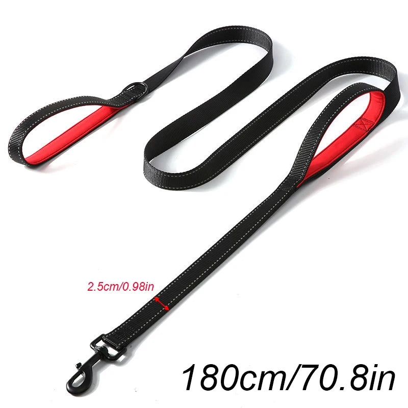 Dog Leashes Outdoor Travel Dog Training Chain Heavy Duty Double Handle Lead for Control Safety Nylon Dog Leash Training Control