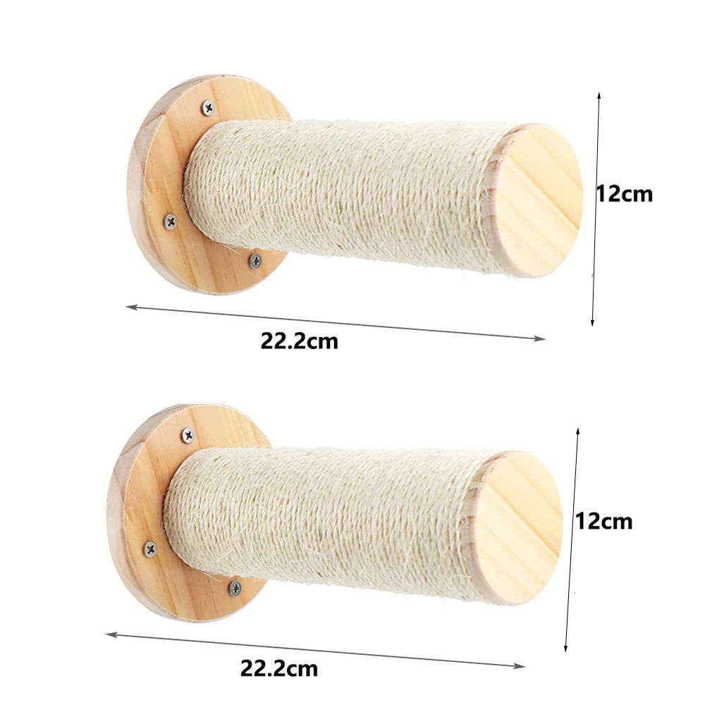 Wall Mounted Cat Tree with Sisal Scratching Post, Climbing Ladder, Jumping Platform and Hammock, creating a fun place for cats!