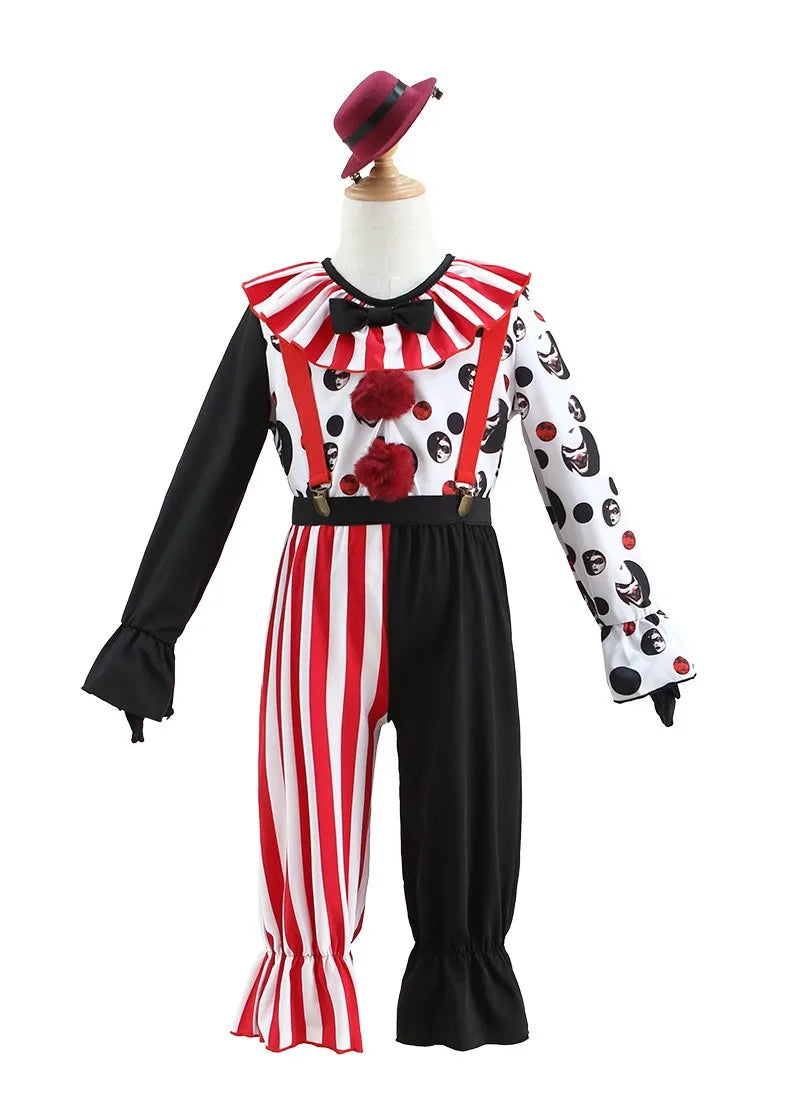 Halloween Cosplay Costumes Horror Clown Dresses Pants Headwear Clothes Sets Carnival Theme Party Role Playing Outfits for Girls