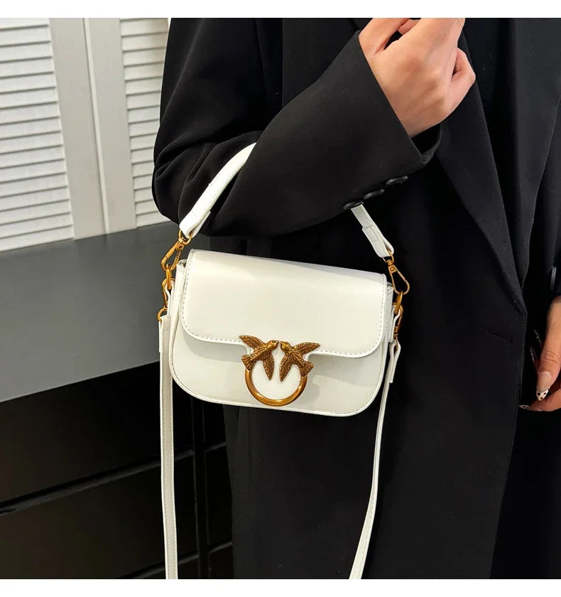 High-end Crossbody Handbag Leather Tote Bags Trendy Design Commuter Popular Classic Elegant Fashionable Bag with avian button