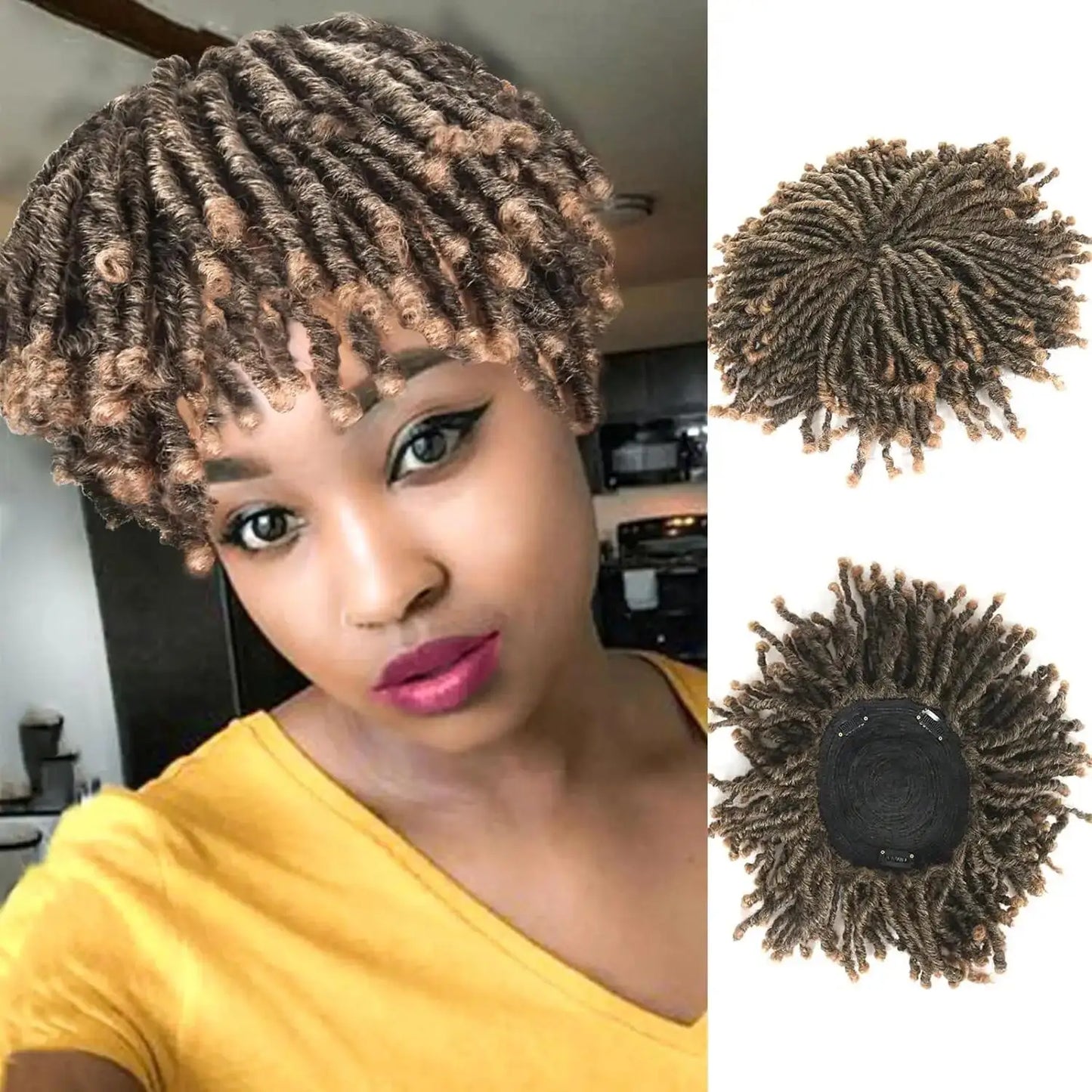 Dirty braids, head covers, synthetic wigs, synthetic braids, chemical fiber semi-wigs, dirty braids, braided wigs Unisex
