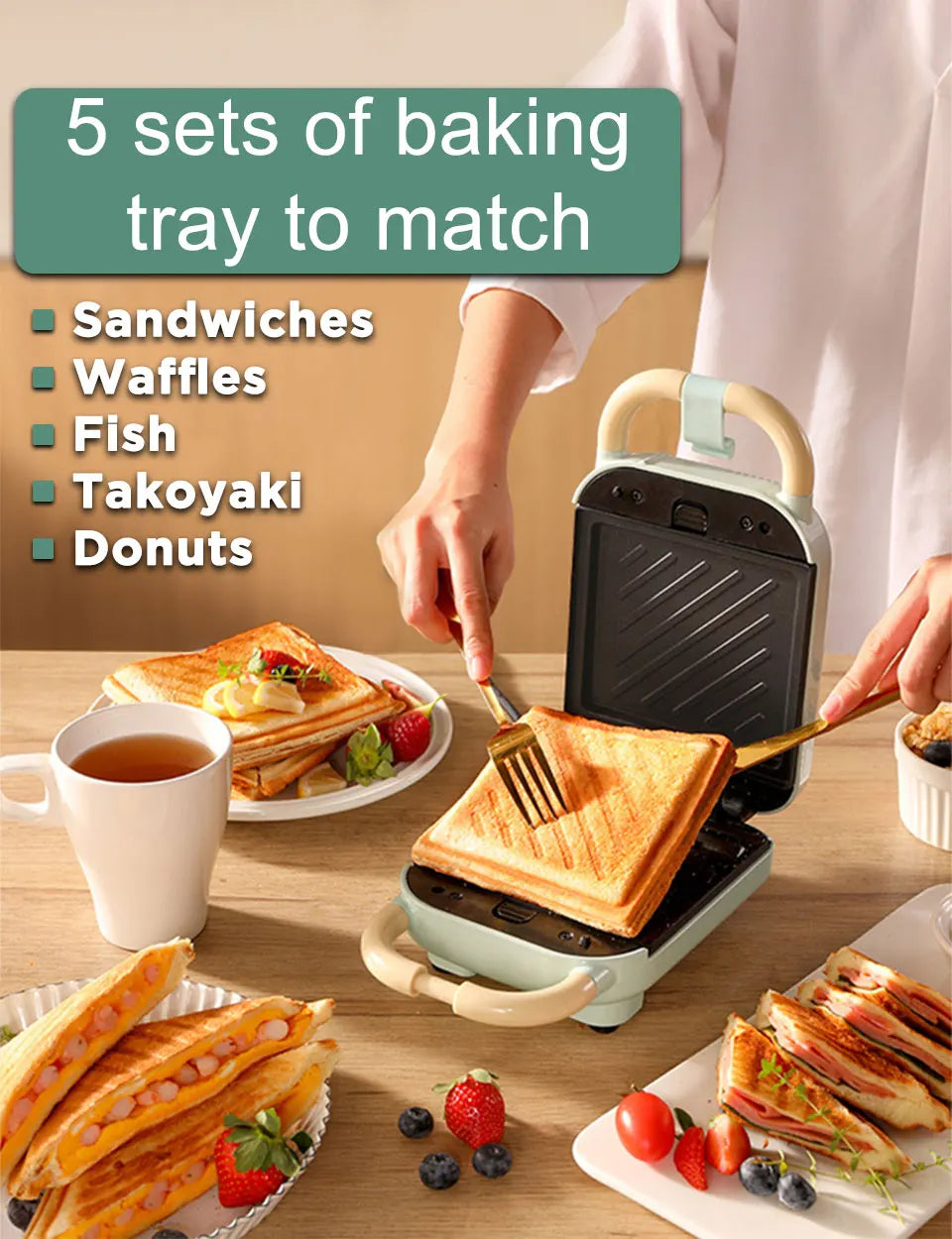 Mini Sandwich Maker Breakfast Machine Multi Cooker Electric Toaster Oven Hot Plate Bread Pancake Waffle Donut Maker for Kitchen