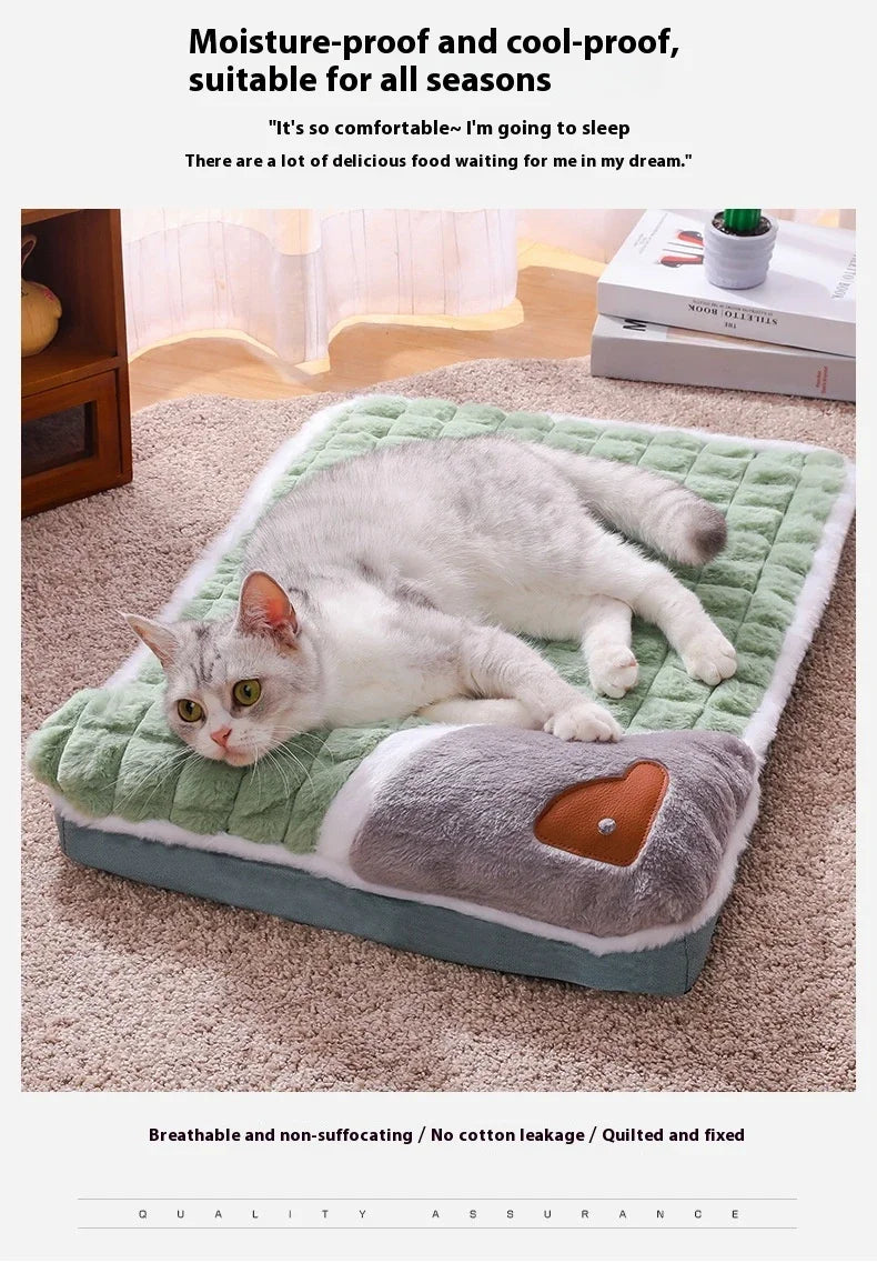 2024 NEW Winter Warm Dog Sleeping Mat Comfortable Dog Bed Plush Pet Mat for Small Medium Large Dogs Square Puppy Bed with Pillow